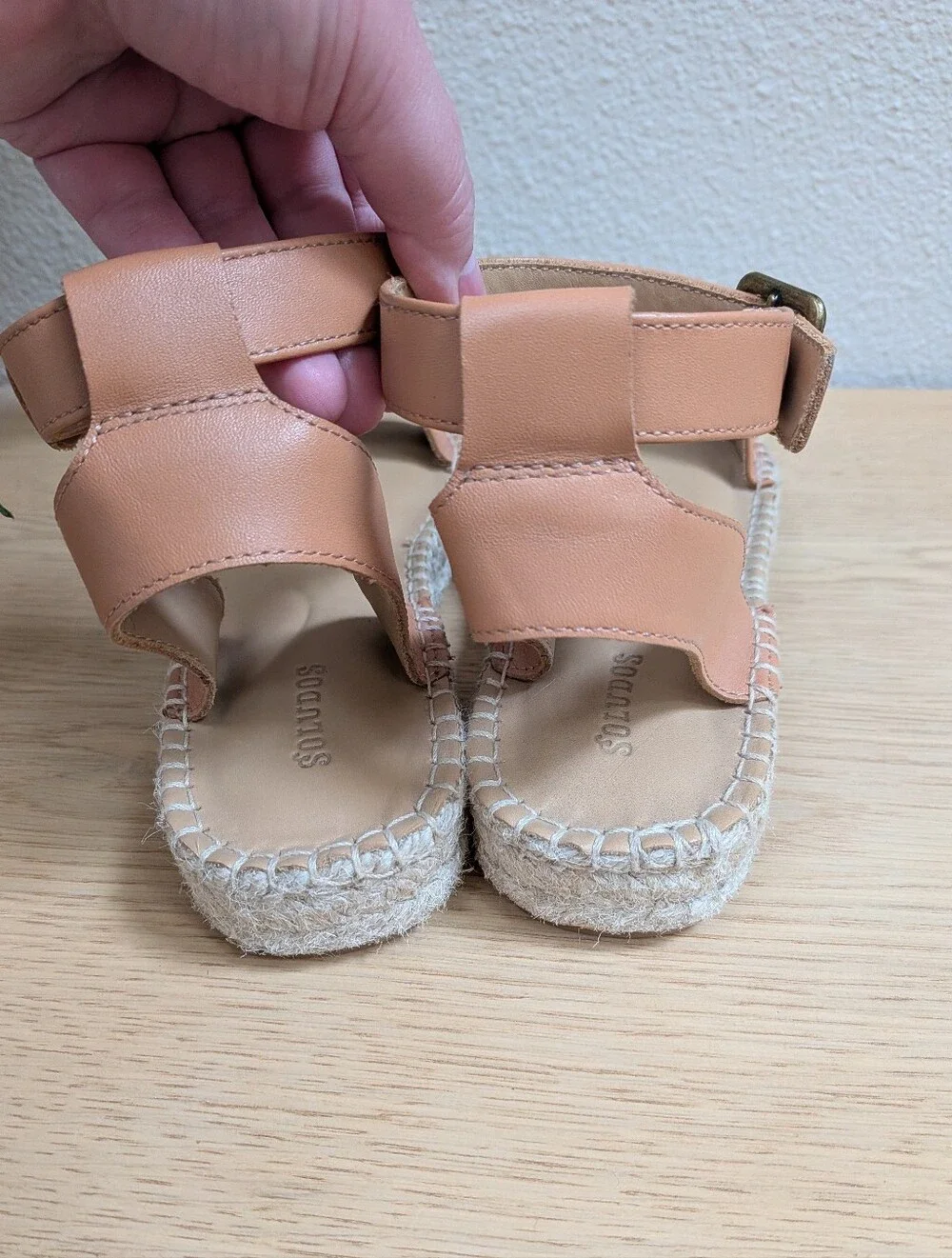 NEW Soludos Cadiz Brown Leather Espadrille Platform Sandals Size 9